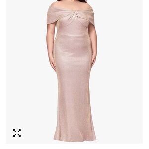 Betsy & Adam Elegant Off-Shoulder Evening Gown